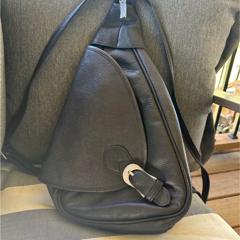 #19 Vintage Free People Dark Leather Backpack